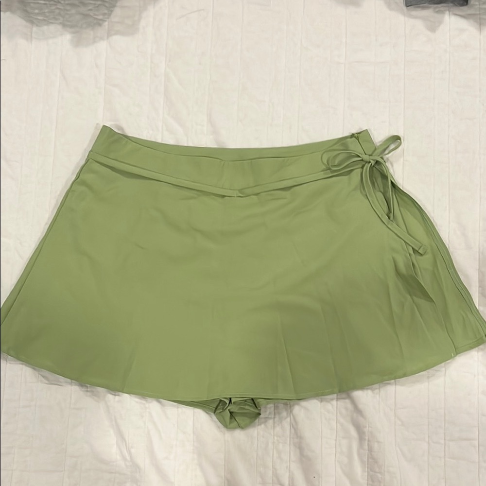 Green Skort with Tie Detail